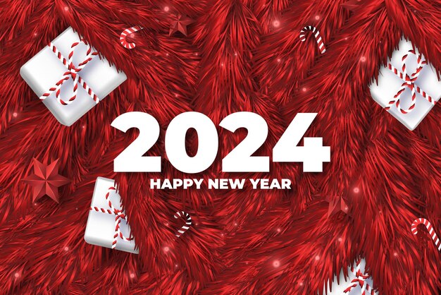 Frohe Weihnachten und ein gutes neues Jahr 2024 Tapete  Kostenlose Vektor