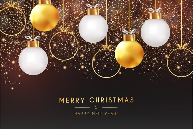 Frohe Weihnachten und ein gutes neues Jahr realistische Karte mit Bokeh Hintergrund