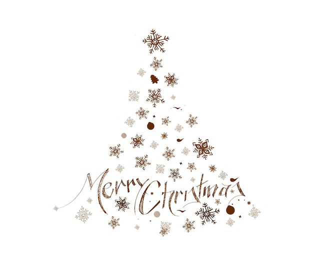 Frohe Weihnachten! - Weihnachtsbaum-Schneeflocken-Design-Elemente für Weihnachtskarten, für Dekorationen Wallpaper.