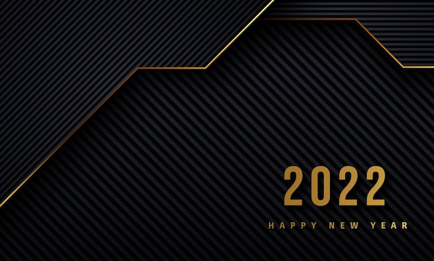 Frohes neues 2022-jahr eleganter goldener hintergrund, goldene linie, tiefer schatten und licht