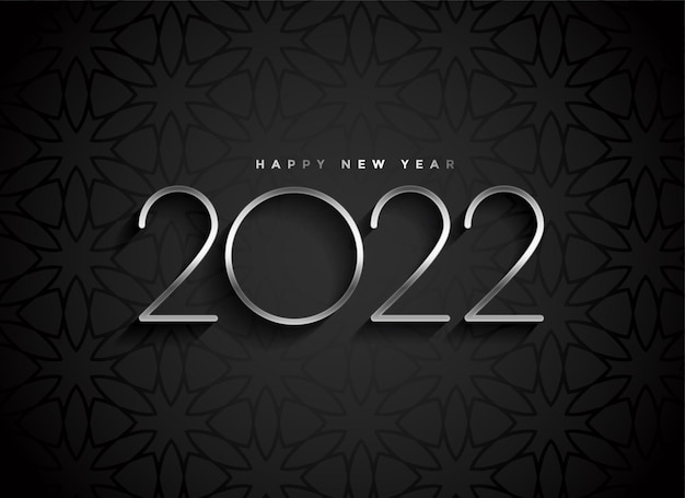 Frohes neues Jahr 2022 silberner Text auf schwarzem Hintergrund