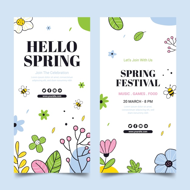 Frühlingsfeier florale vertikale Banner gesetzt