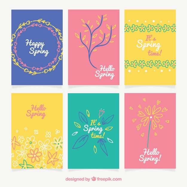 Frühlingskartensatz verschiedene farben
