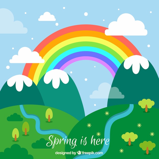 Frühlingslandschaft mit regenbogen