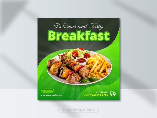 Frühstück essen banner design social media post vorlage