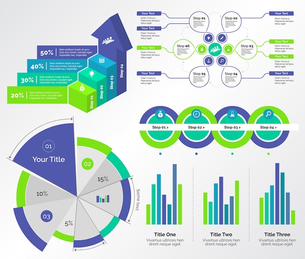 Fünf business charts vorlagen set