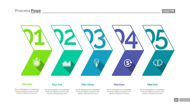 Kostenloser Vektor fünf-stufen-plan-folienvorlage