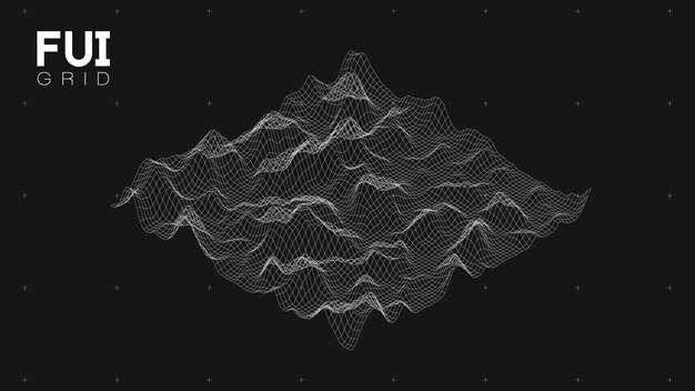 FUI GUI 3D Vector Landscape Scan Grid Abstrakter futuristischer Hintergrund SciFi HiTech-Design