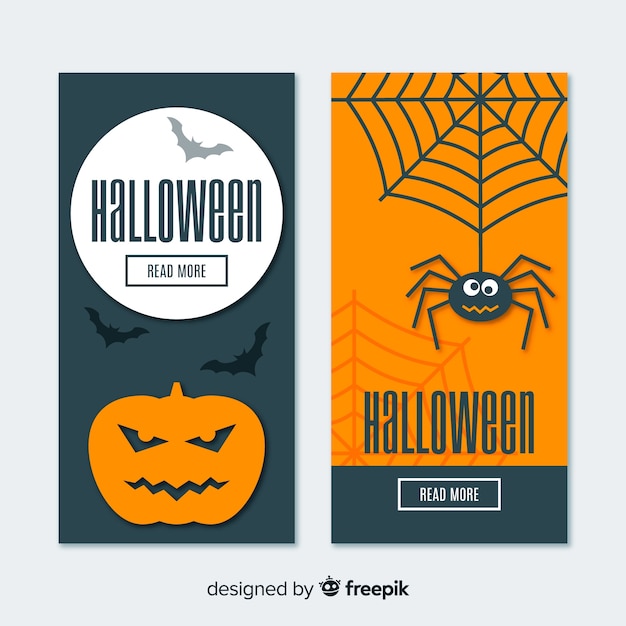 Fun halloween banner mit flachem design