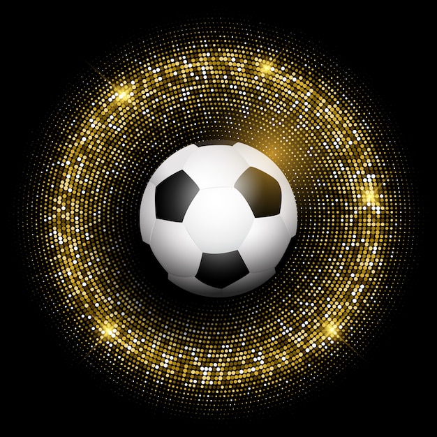 Fußball auf glittery goldhintergrund