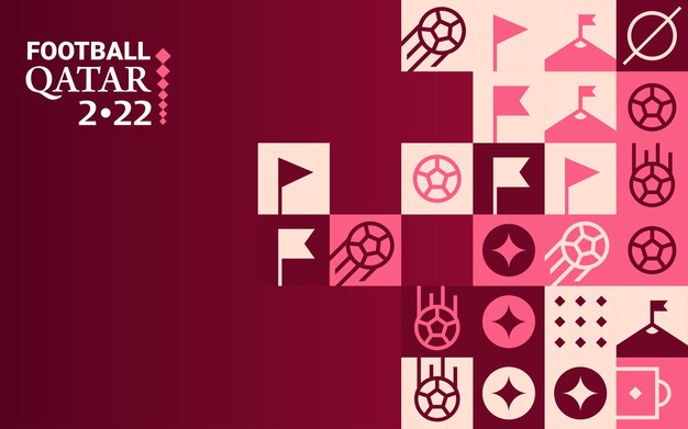 Fußball Doha Katar 2022 kreative geometrische Hintergrundvorlage Fußball-Web-Banner-Hintergrund