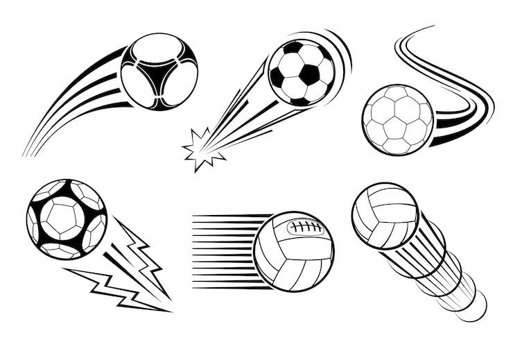 Fußball und Fußbälle für Etiketten und Embleme