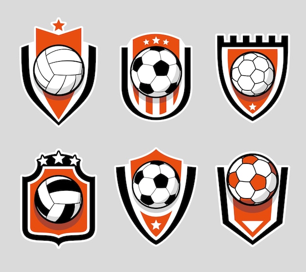 Kostenloser Vektor fußball und fußball farbe logo eingestellt