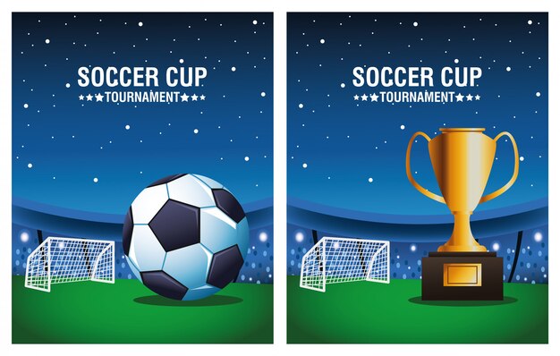 Fussball Cup Poster Hintergrund Kostenlose Vektor