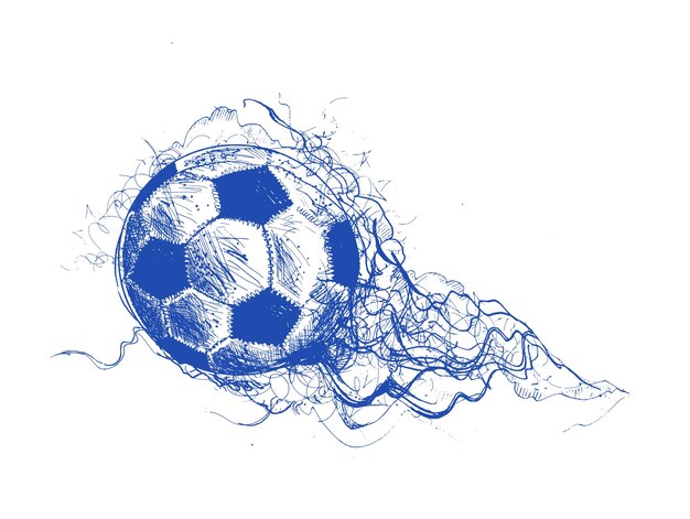 Fußballskizze mit rauchiger Wellendesign-Vektorillustration