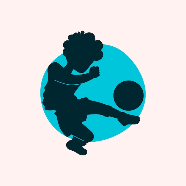 Kostenloser Vektor fußballspieler-silhouette im flachen design