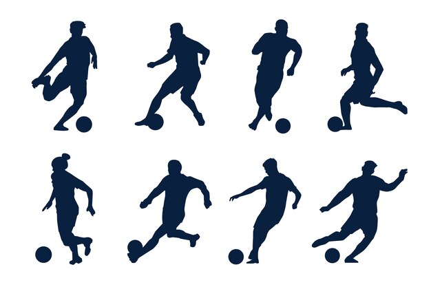 Fußballspieler-Silhouetteillustration des flachen Designs