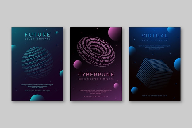 Kostenloser Vektor futuristische cover-kollektion mit farbverlauf