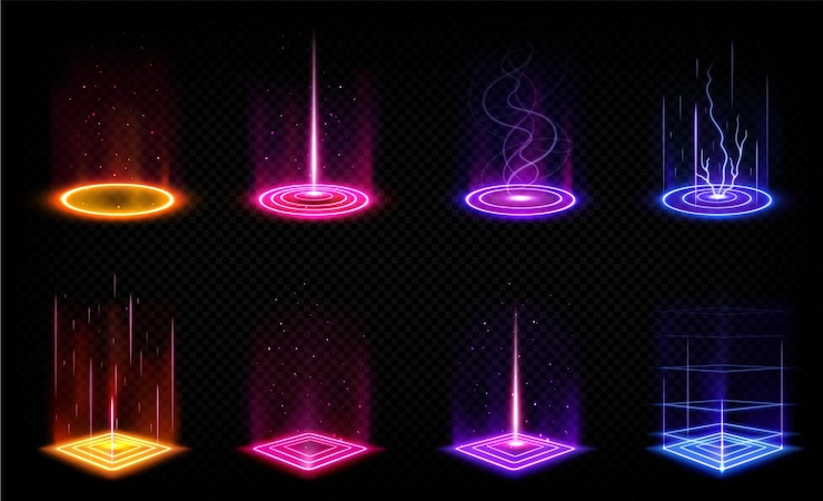 Kostenlose Vektor futuristische digitale portale mit neonlicht