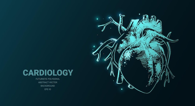 Futuristische illustration mit anatomischem herzskizzenkonzept für gesundheits- und medizinkardiologie