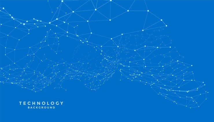 Kostenlose Vektor futuristischer digitaler tech-polygonalstruktur-blauer hintergrund-designvektor