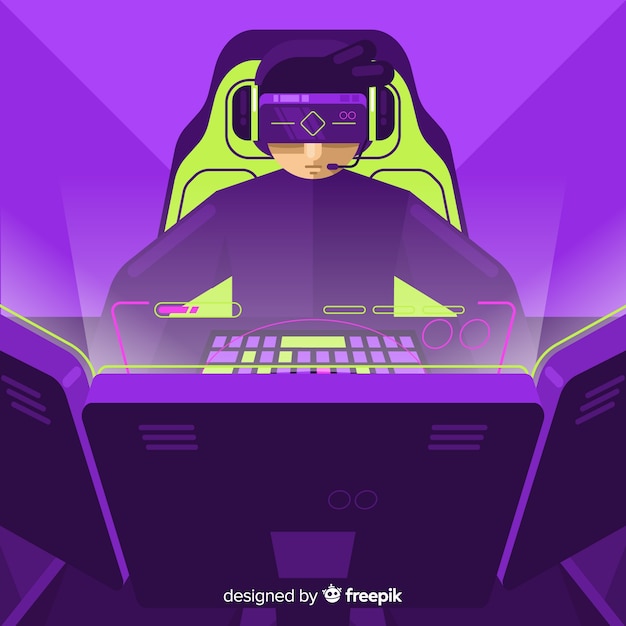 Futuristischer Hintergrund eines Computerspielers