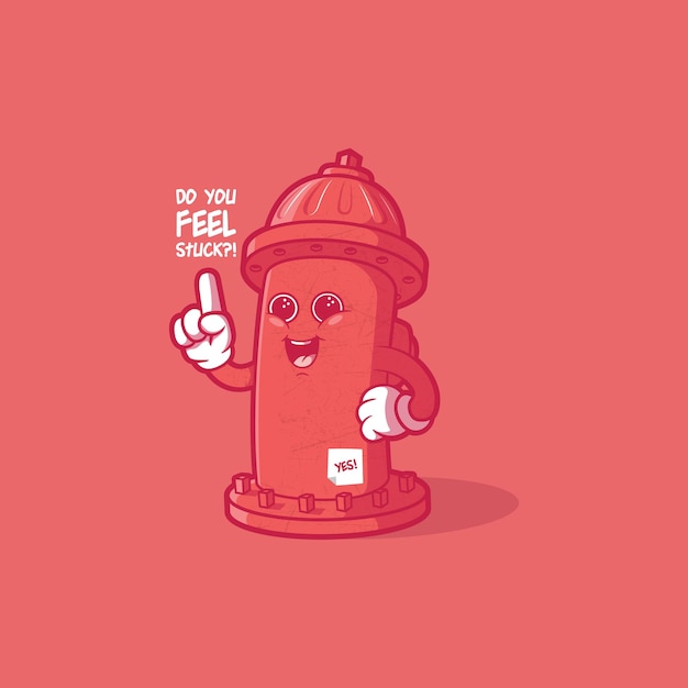 Kostenloser Vektor fyre hydrant motivationscharakter vektor illustration lustiges designkonzept für den schutz der motivation