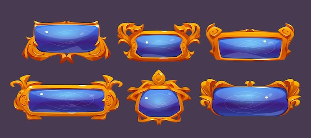 Game ui frame gold mittelalterliche menüelemente gesetzt