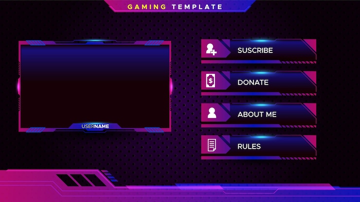 Kostenlose Vektor gaming-bannersammlung für live-stream-vorlage