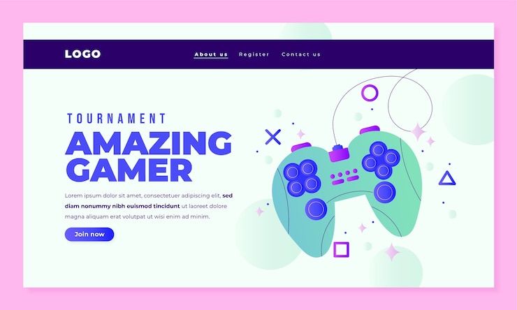 Kostenlose Vektor gaming-landing-page-template-design
