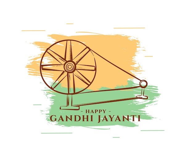 Kostenloser Vektor gandhi jayanti banner im grunge-stil mit charkha-design