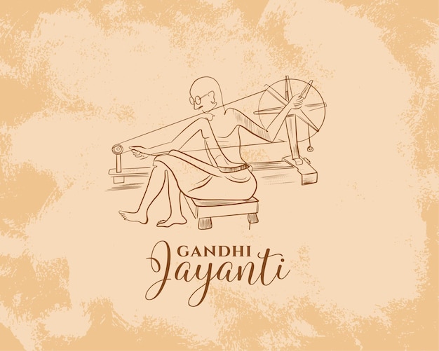 Kostenloser Vektor gandhi jayanti-vorlage im grunge-stil mit nationaler vaterdesign-vektorillustration