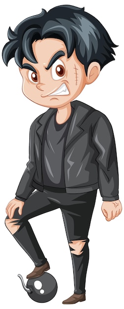 Gangster-Mann-Cartoon-Figur auf weißem Hintergrund