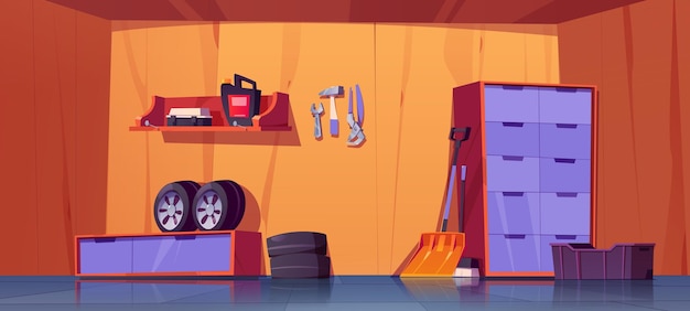 Garage innenarchitektur vektor-cartoon-illustration