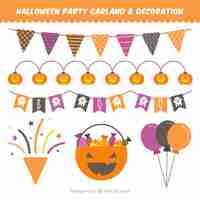 Kostenloser Vektor garlands und halloween-dekoration