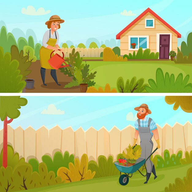 Gartenarbeit Banner Set