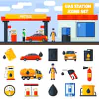 Kostenloser Vektor gas tankstelle icons sammlung banner