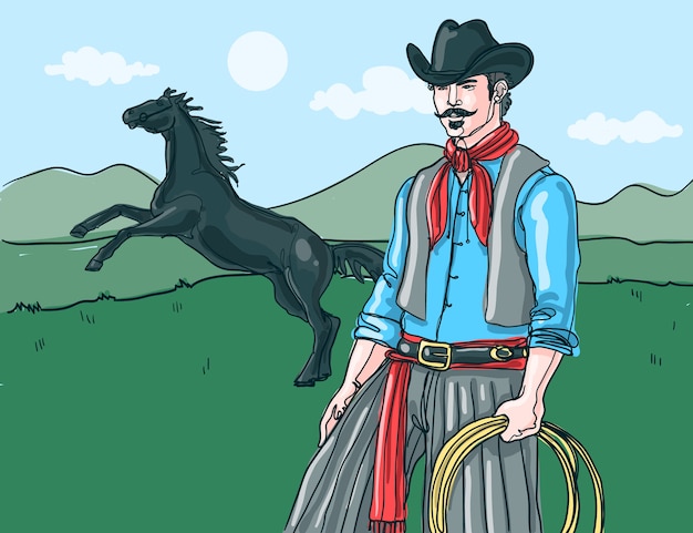 Kostenloser Vektor gaucho-illustration im handgezeichneten stil