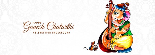 Gebet an Lord Ganesha für Ganesh Chaturthi Banner Hintergrund