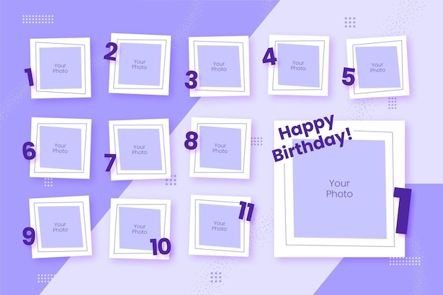 Kostenloser Vektor geburtstag collage frames pack