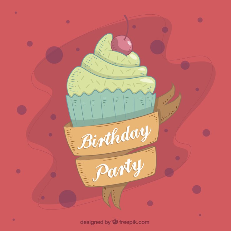 Kostenlose Vektor geburtstags-party hintergrund mit cupcake