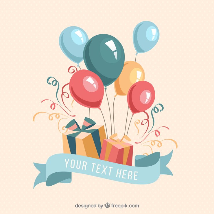 Kostenlose Vektor geburtstagsgeschenke und luftballons