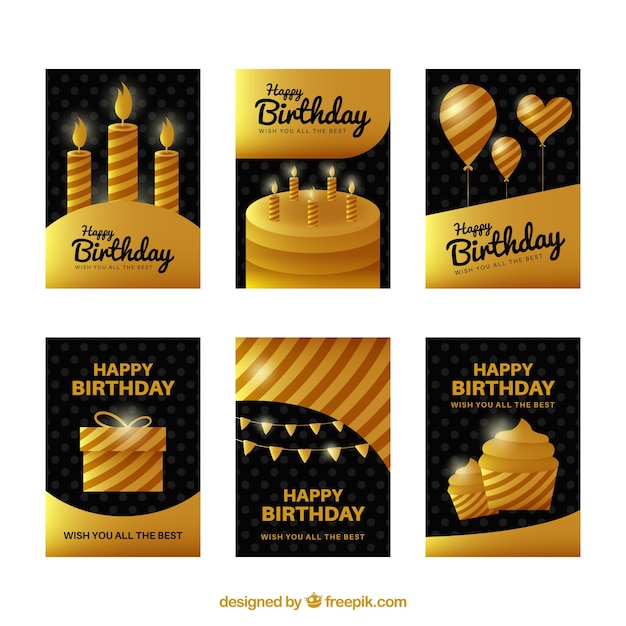 Geburtstagskarte sammlung mit goldenem design
