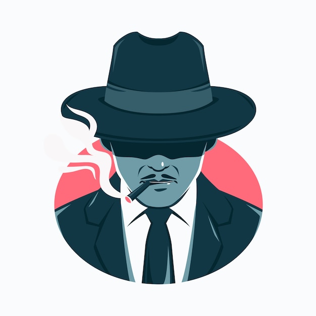 Geheimnisvoller Mafia-Mann, der eine Zigarette raucht