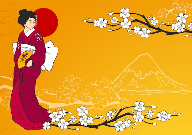 Kostenloser Vektor geisha-illustration