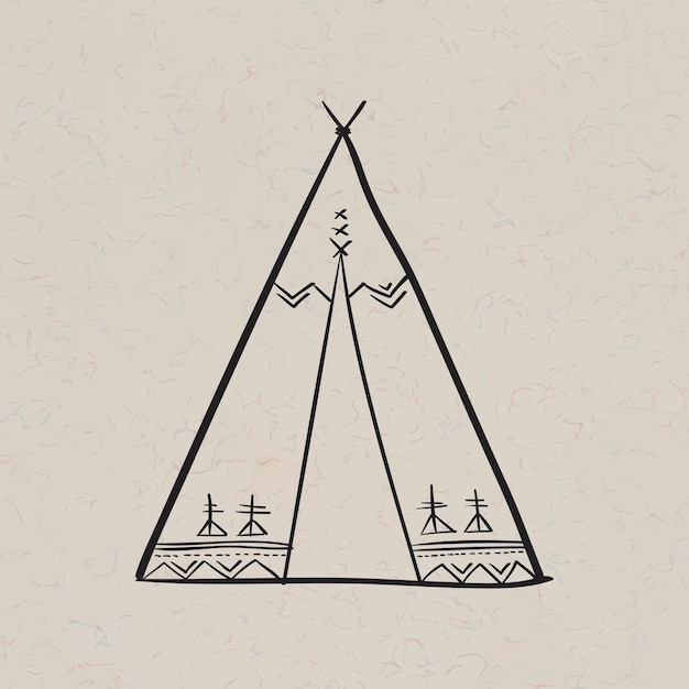 Kostenloser Vektor gekritzel-böhmische tipi-symbolvektorillustration