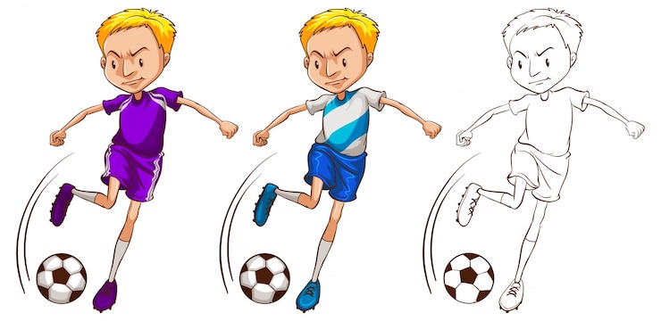 Kostenlose Vektor gekritzel-charakter für fußballspieler-illustration
