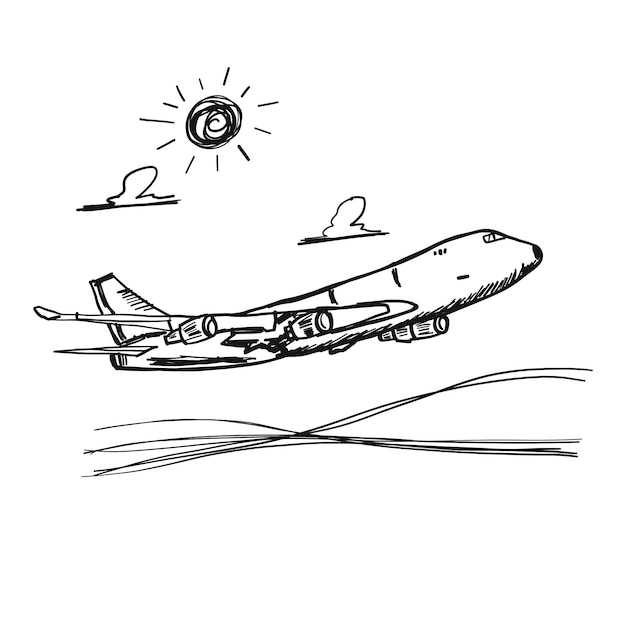 Kostenloser Vektor gekritzelflugzeug