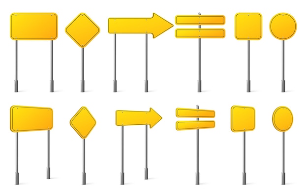 Gelbe straßenschildtafel auf metallpfahl