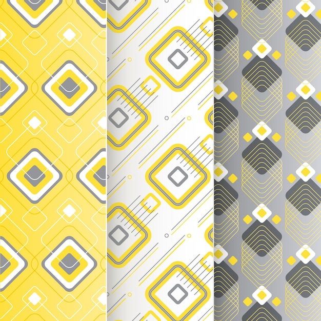 Gelbe und graue geometrische Mustersammlung